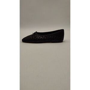 Quince Black Woven Pointed Ballet Flat with Bow Accent